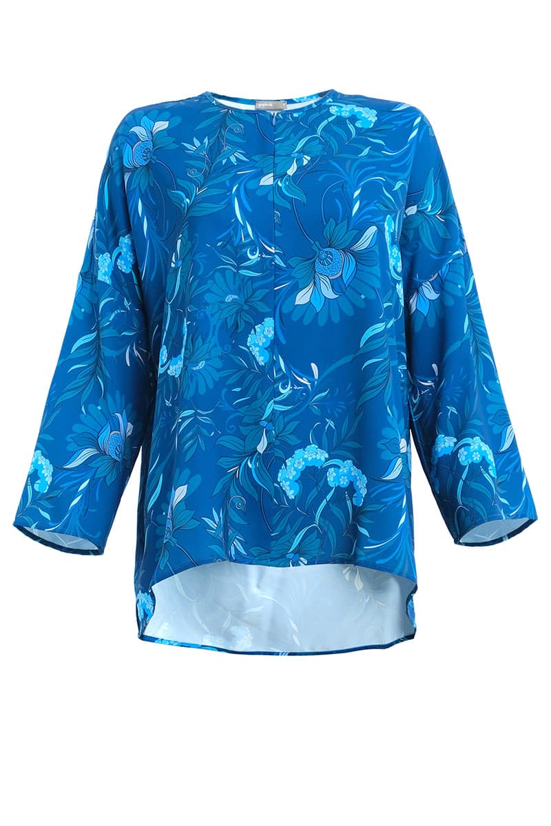 Raihanab Zip-Front Blouse - Navy Tropical - Image 2