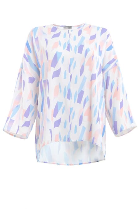Raihanab Zip-Front Blouse - Multi Abstract