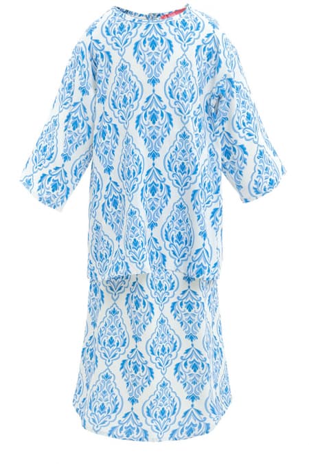 KIDS Raihanab Set - Cream/Blue Damask