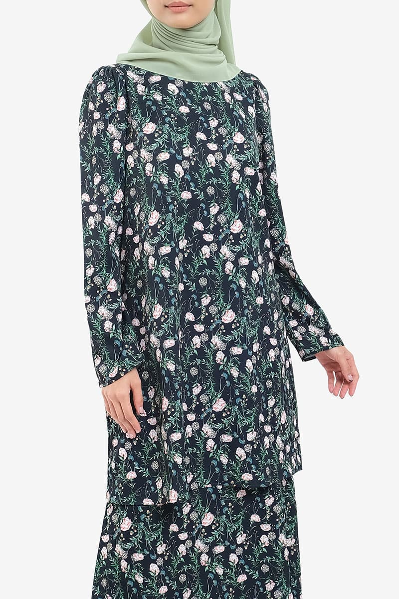 Jenab Puff Shoulder Blouse - Black Garden - Image 3