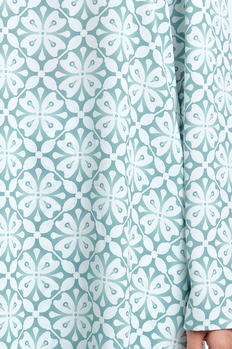 Jenab Puff Shoulder Blouse - Mint Motif - Image 6