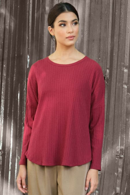 Mandisa Drop Shoulder Tee - Maroon
