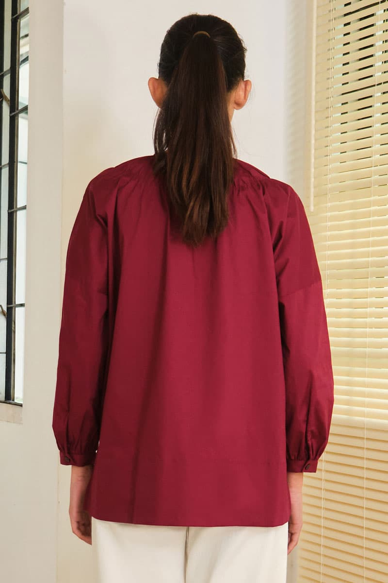 Daliah Drop Shoulder Blouse - Burgundy - Image 4