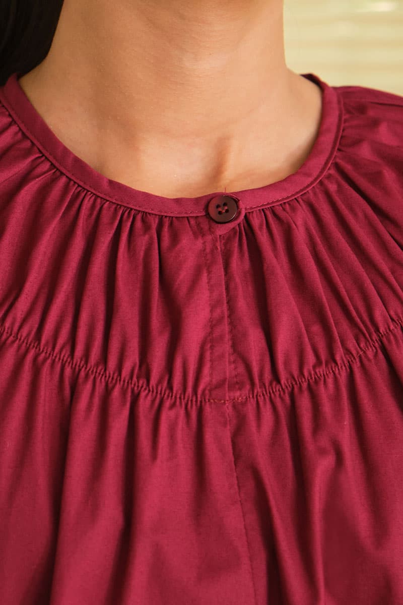 Daliah Drop Shoulder Blouse - Burgundy - Image 5
