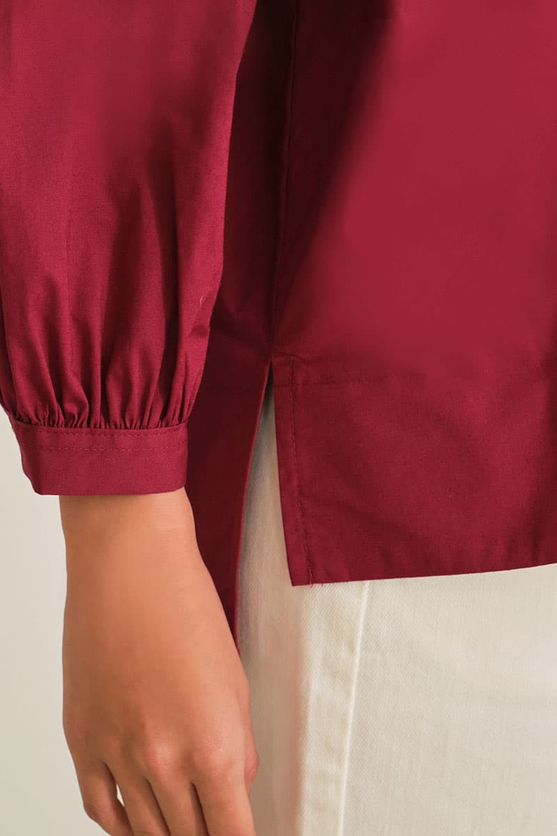 Daliah Drop Shoulder Blouse - Burgundy - Image 6