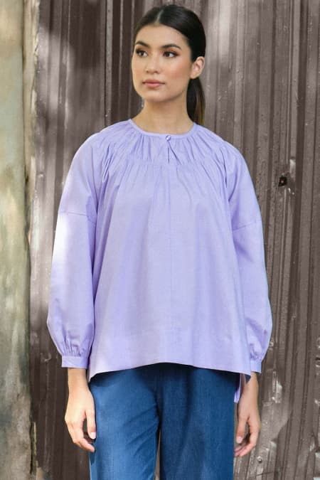 Daliah Drop Shoulder Blouse - Lilac