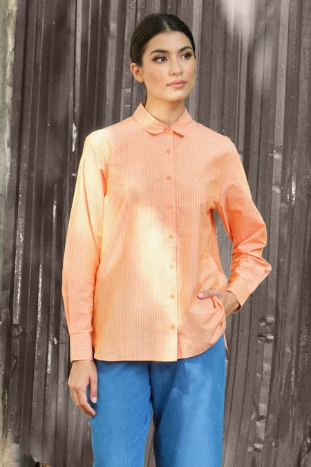 Mason Front Button Shirt - Sunkist Stripe