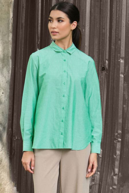 Mason Front Button Shirt - Clover Stripe