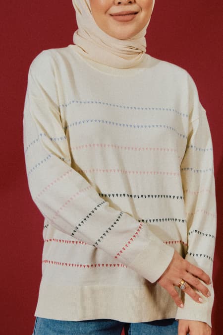 Sawsan Round Neck Sweater - Cream