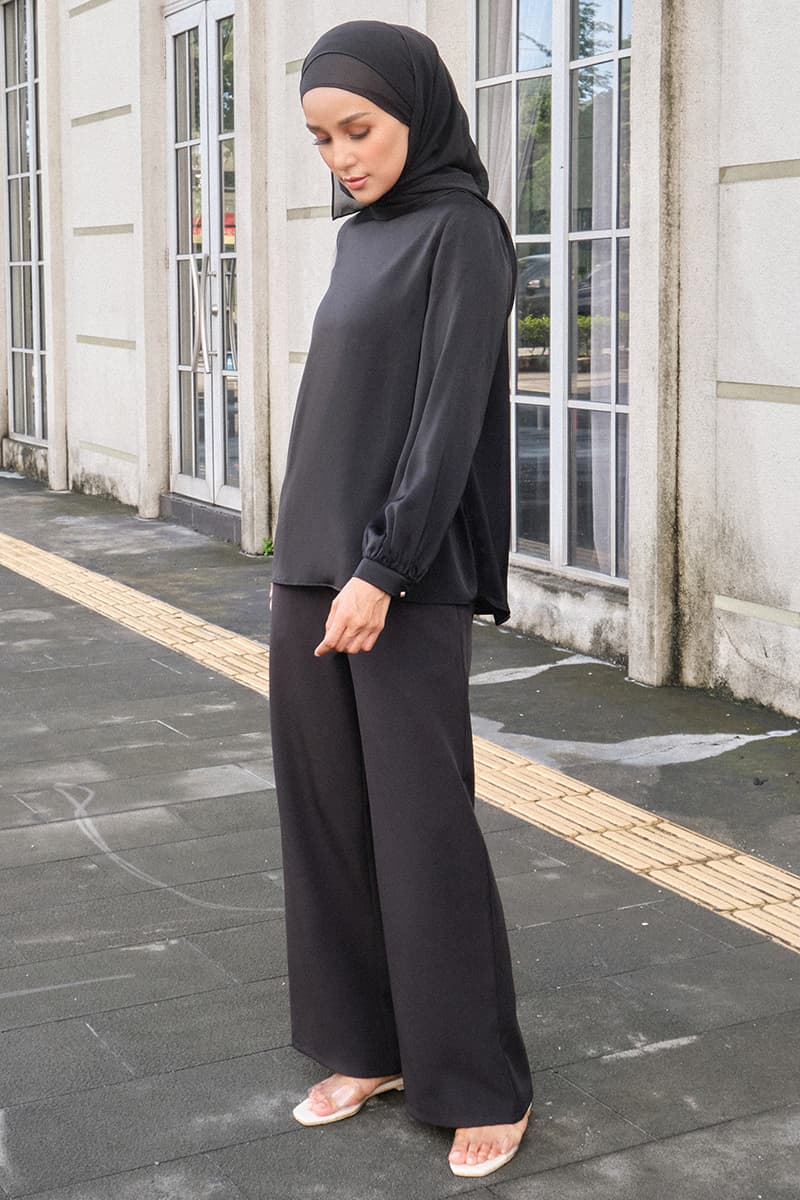 Munya Flared Blouse - Black - Image 3