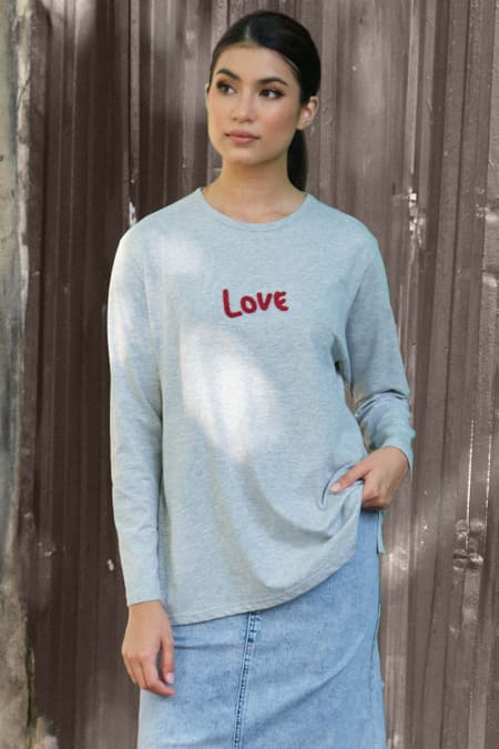 Husniya Round Neck Tee - Heather Grey
