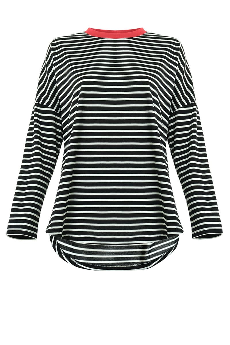 Inas Drop Shoulder Tee - Black/Red - Image 2