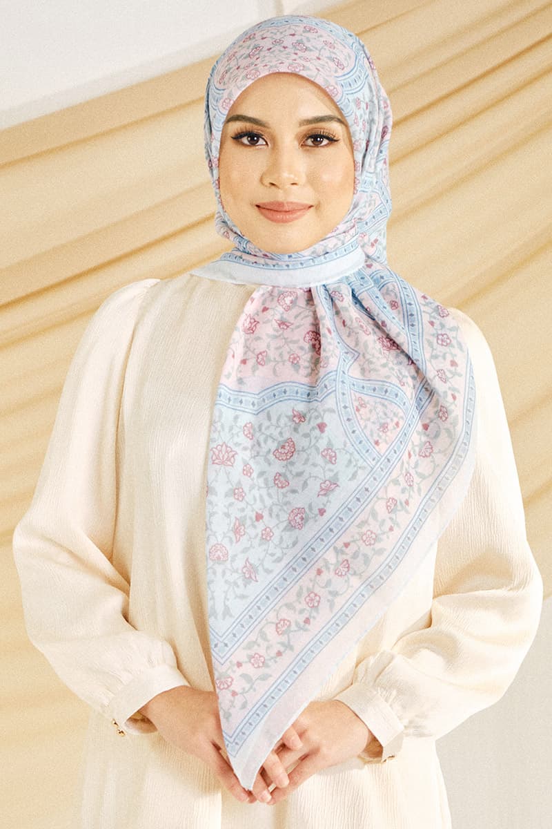 Inara Bawal Headscarf - Pink/Blue - Image 1