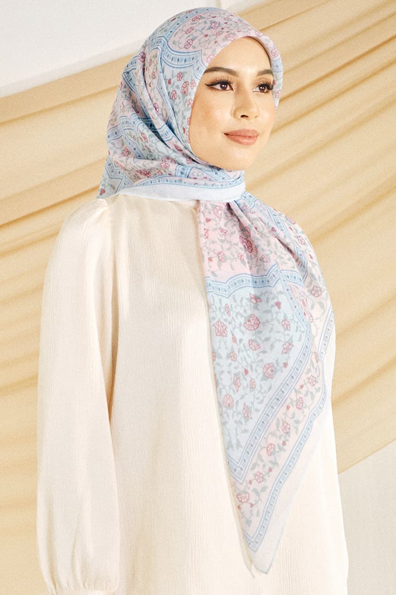 Inara Bawal Headscarf - Pink/Blue - Image 2