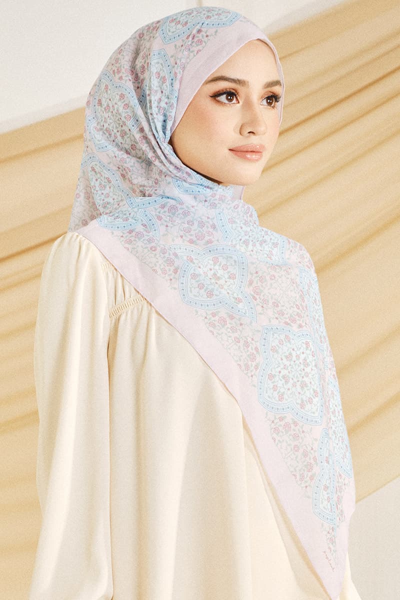 Nyra Rectangle Headscarf - Pink/Blue - Image 2