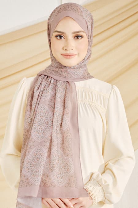 Nyra Rectangle Headscarf - Rosy Brown