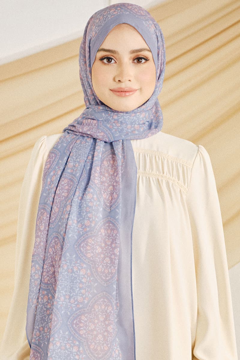 Nyra Rectangle Headscarf - Blue/Purple - Image 1