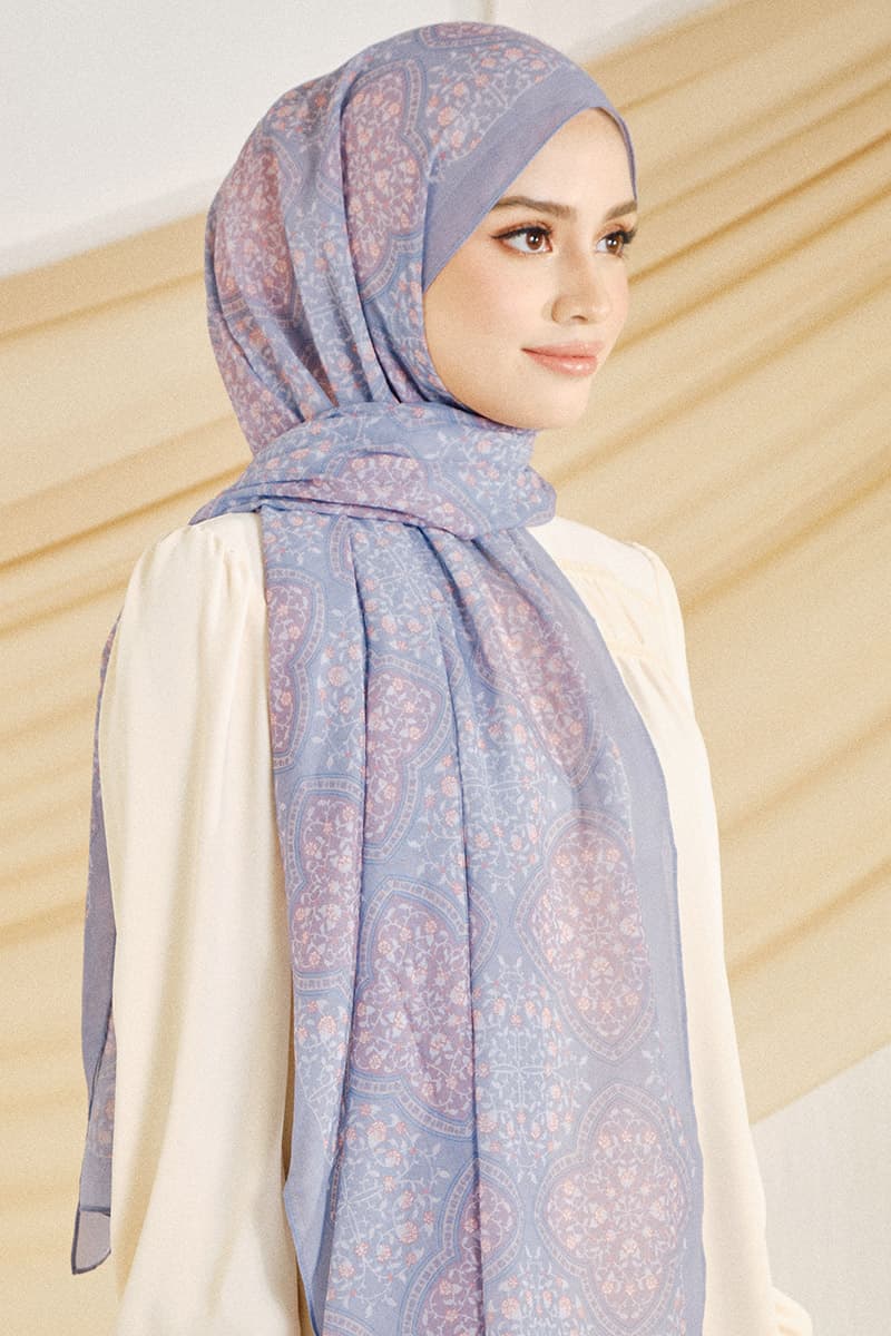 Nyra Rectangle Headscarf - Blue/Purple - Image 2