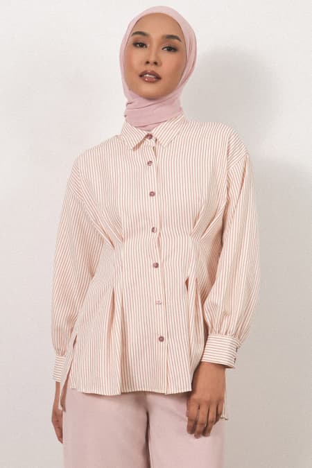 Verena Front Button Shirt - Red Stripe