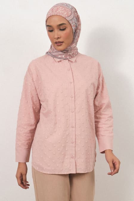 Yardena Front Button Shirt - Pale Pink