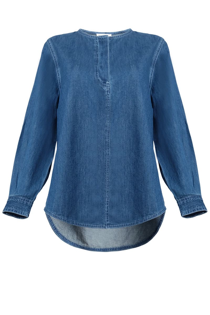 Rawiya Henley Blouse - Dark Wash - Image 2