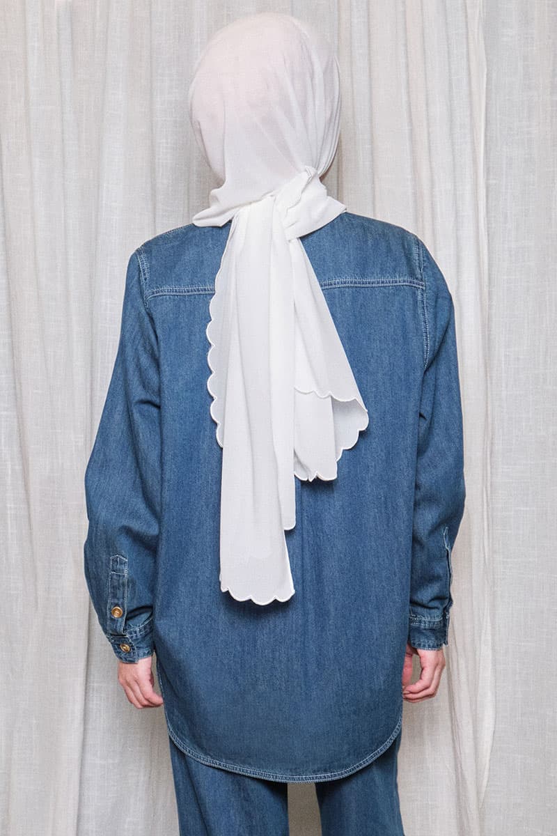 Rawiya Henley Blouse - Dark Wash - Image 4