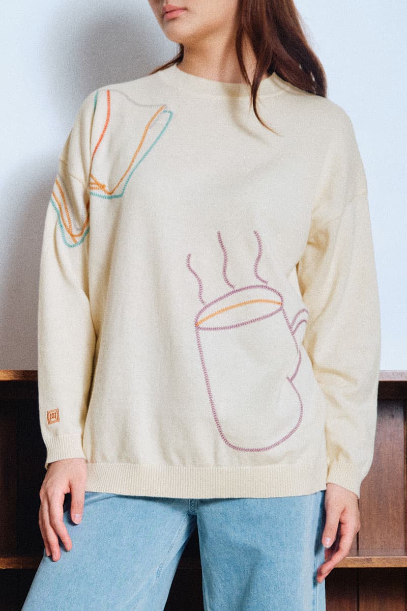 Morning Ritual Round Neck Sweater - Cream - Image 1