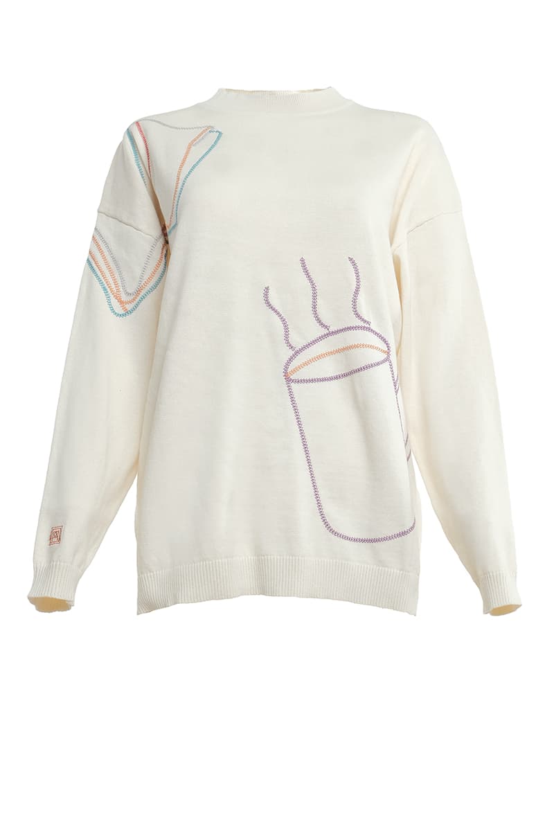 Morning Ritual Round Neck Sweater - Cream - Image 2