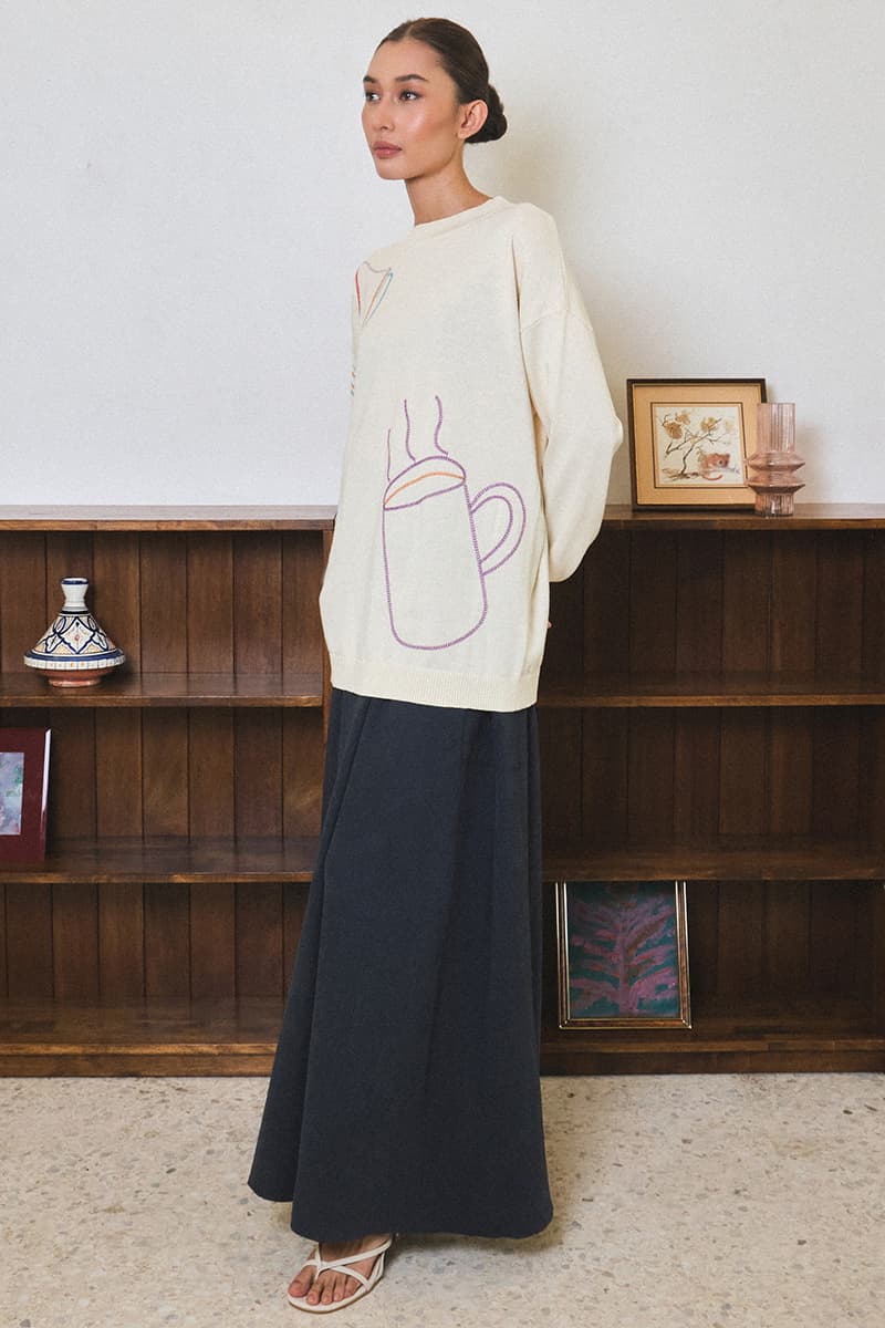 Morning Ritual Round Neck Sweater - Cream - Image 3