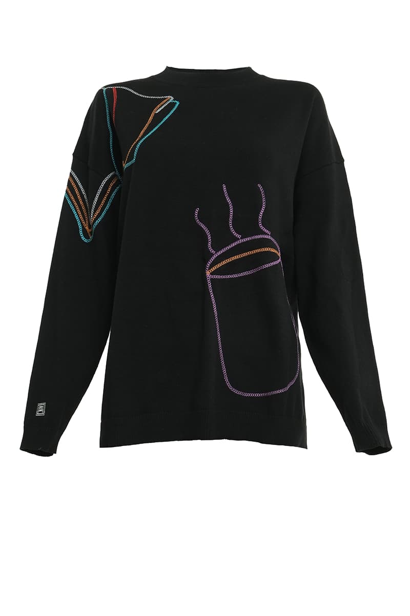 Morning Ritual Round Neck Sweater - Black - Image 2