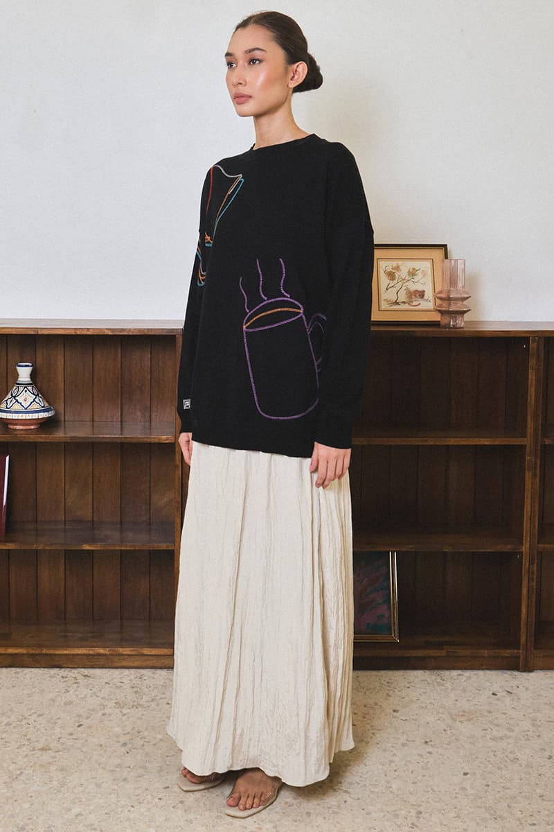 Morning Ritual Round Neck Sweater - Black - Image 3