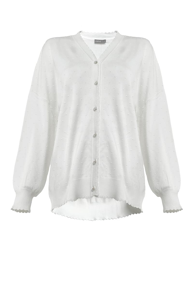 Wisama Drop-Shoulder Cardigan - White - Image 2