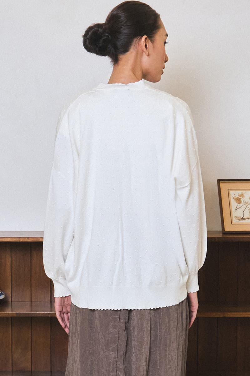 Wisama Drop-Shoulder Cardigan - White - Image 4