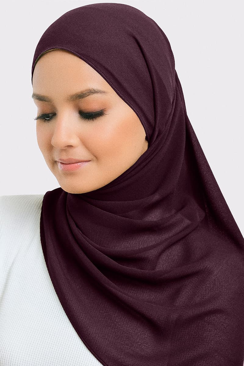 Aida Chiffon Tudung Headscarf - Deep Plum - Image 2