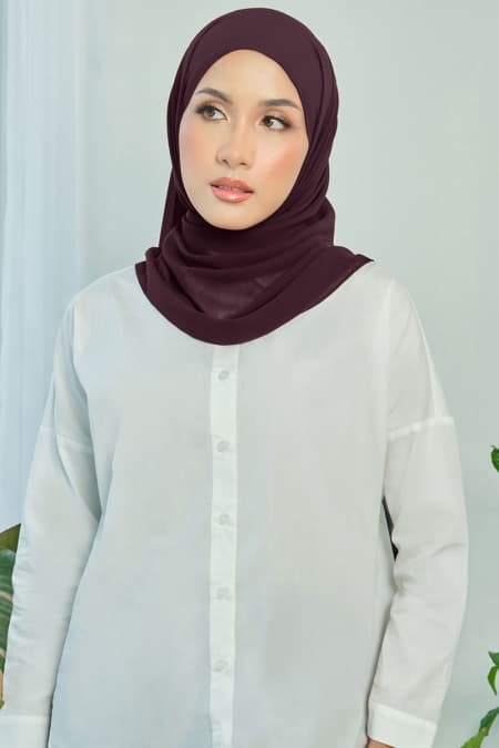 Aida Chiffon Tudung Headscarf - Deep Plum