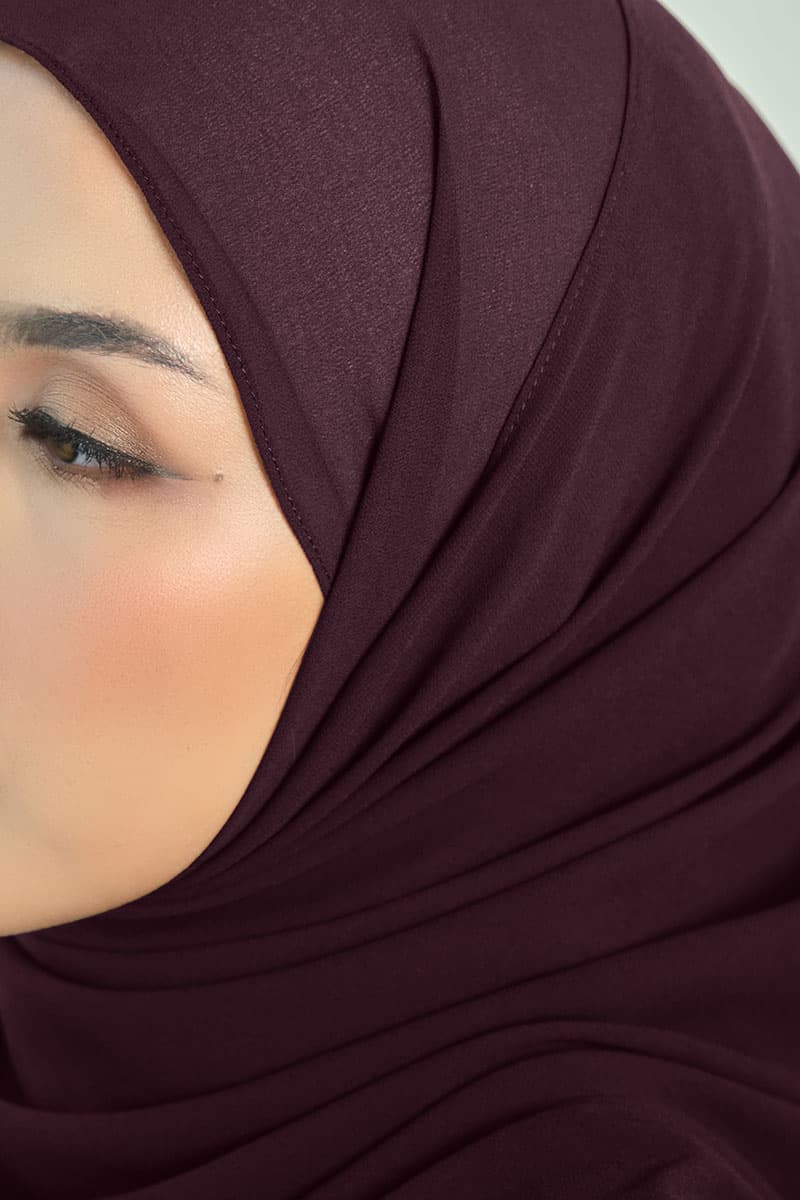 Aida Chiffon Tudung Headscarf - Deep Plum - Image 3