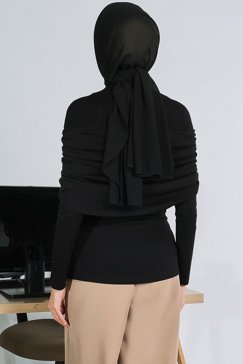 Falak Gathered Blouse - Raven - Image 4