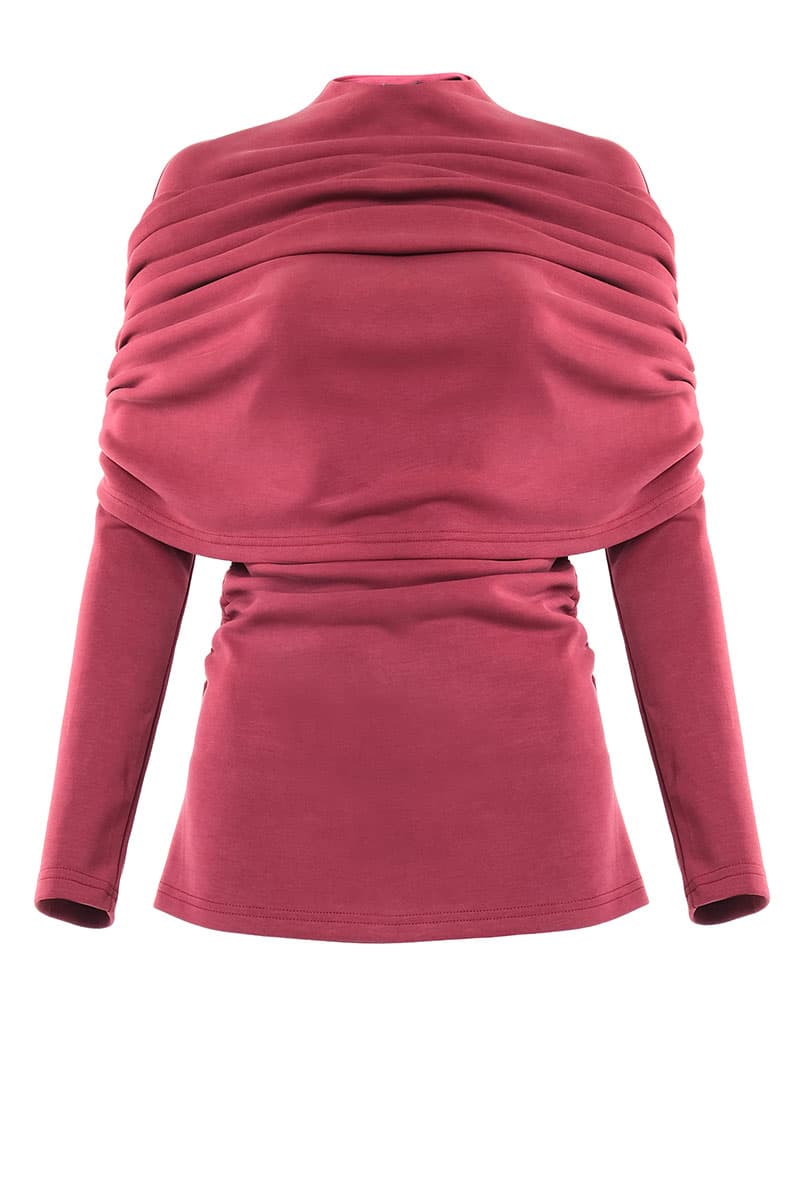 Falak Gathered Blouse - Garnet Red - Image 2