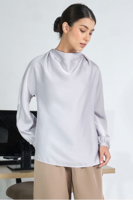 Harisah Flared Blouse - Silver
