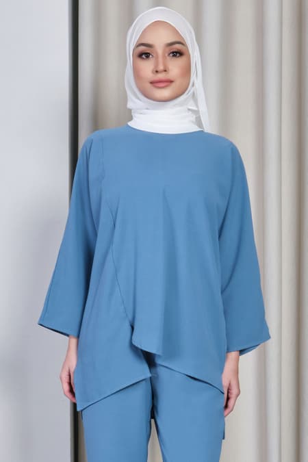 Raye Flared Blouse - Blue