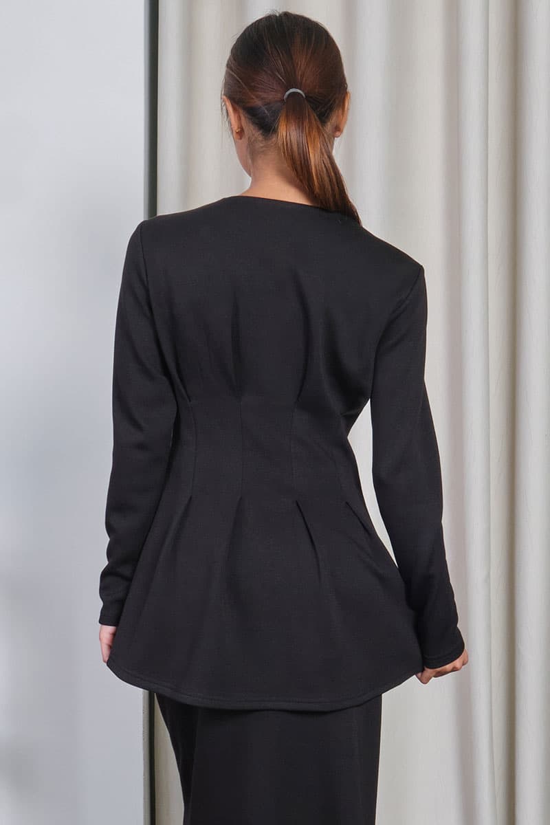 Denver Gathered Waist Blouse - Black - Image 4