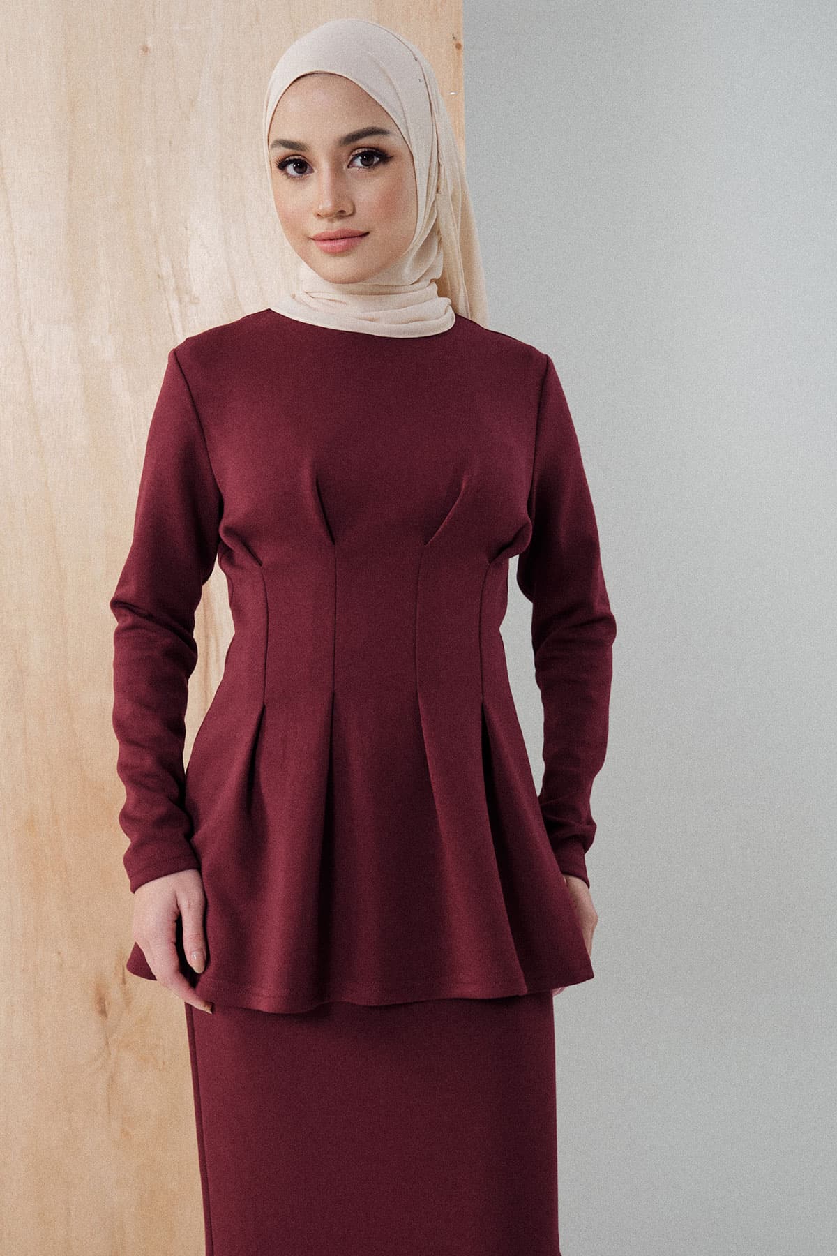 Denver Gathered Waist Blouse - Deep Wine - Image 1