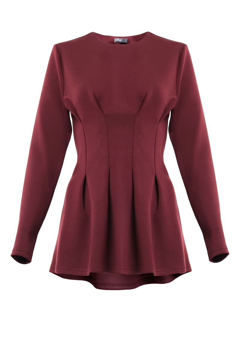 Denver Gathered Waist Blouse - Deep Wine - Image 2