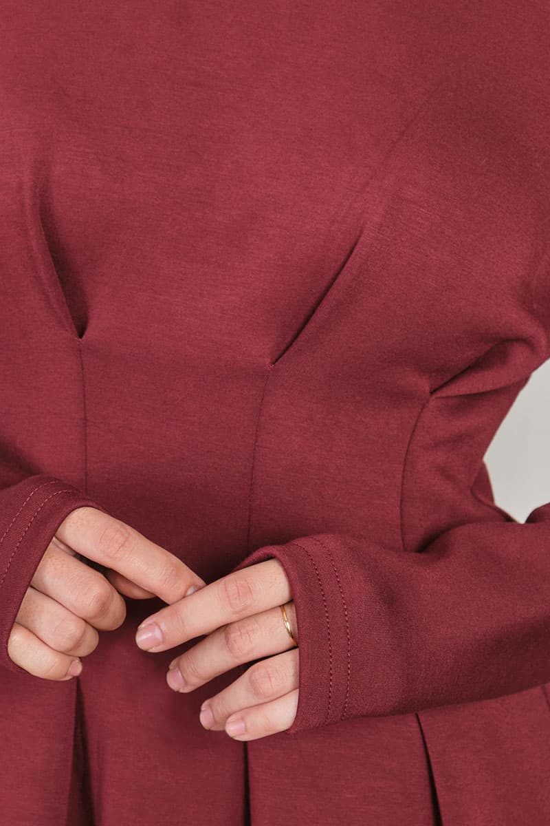 Denver Gathered Waist Blouse - Deep Wine - Image 5