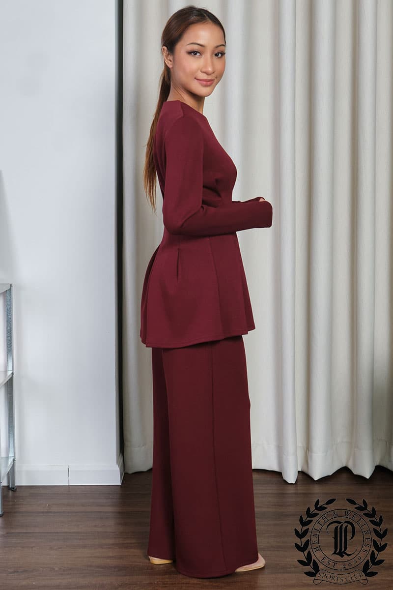 Denver Gathered Waist Blouse - Deep Wine - Image 3