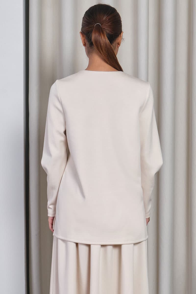 Melon Round Neck Blouse - Oatmilk - Image 4