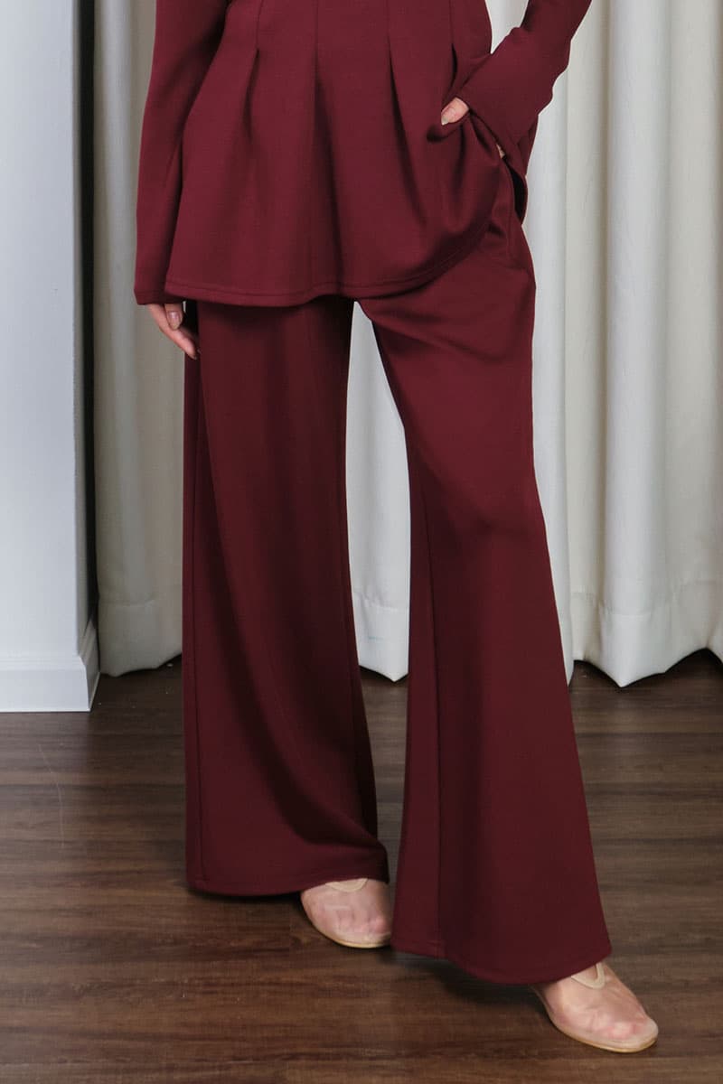 Canyon Wide Legged Pants - Deep Wine - Image 1