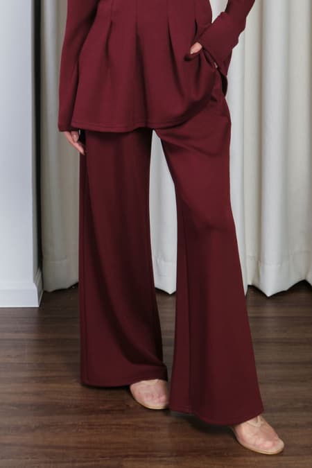Canyon Wide Legged Pants - Deep Wine