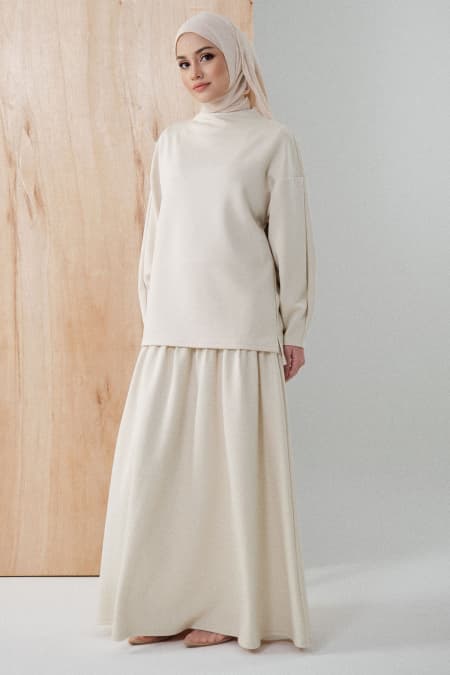 Damien A-line Skirt - Oatmilk