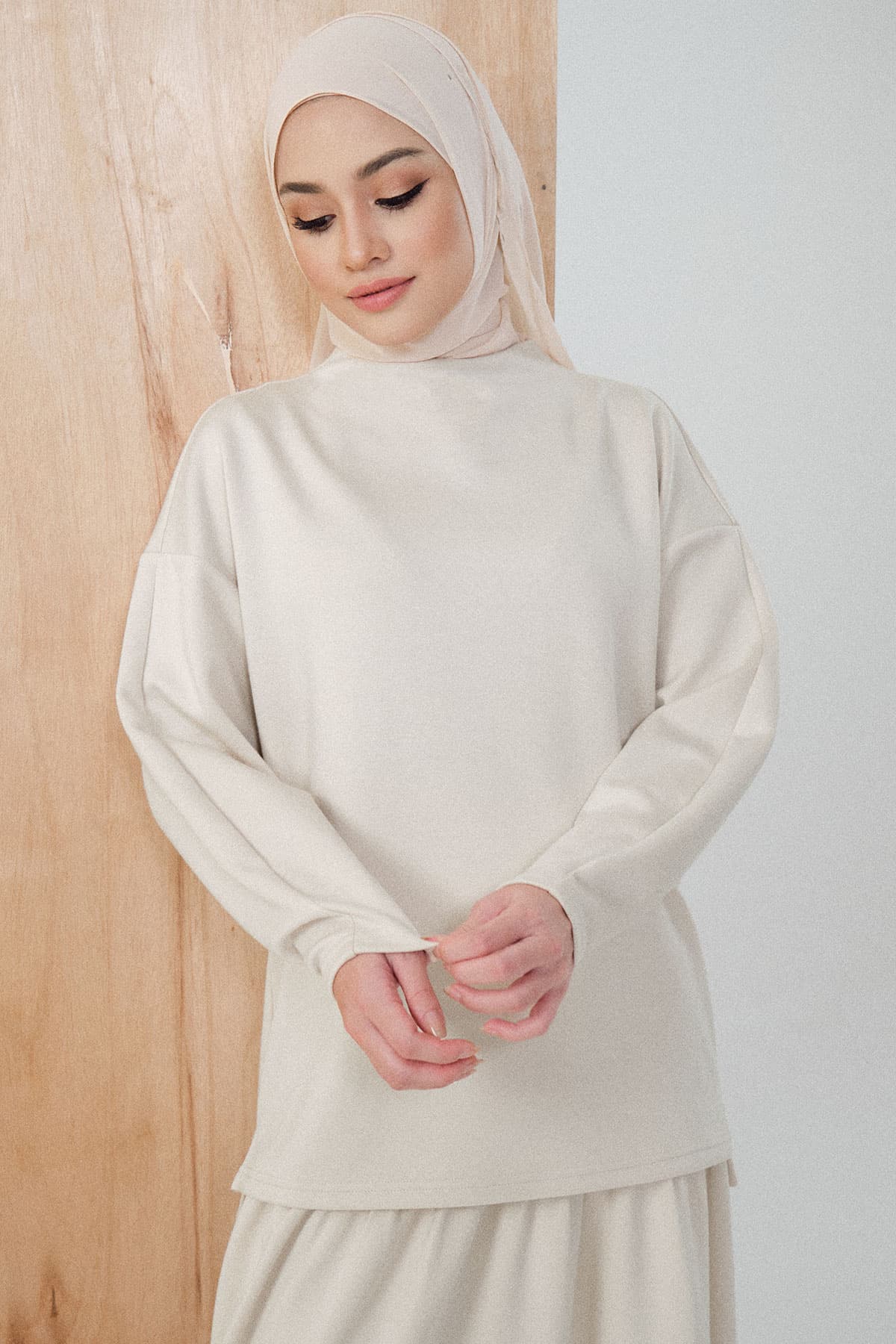 Denali High Neck Blouse 2.0 - Oatmilk - Image 1